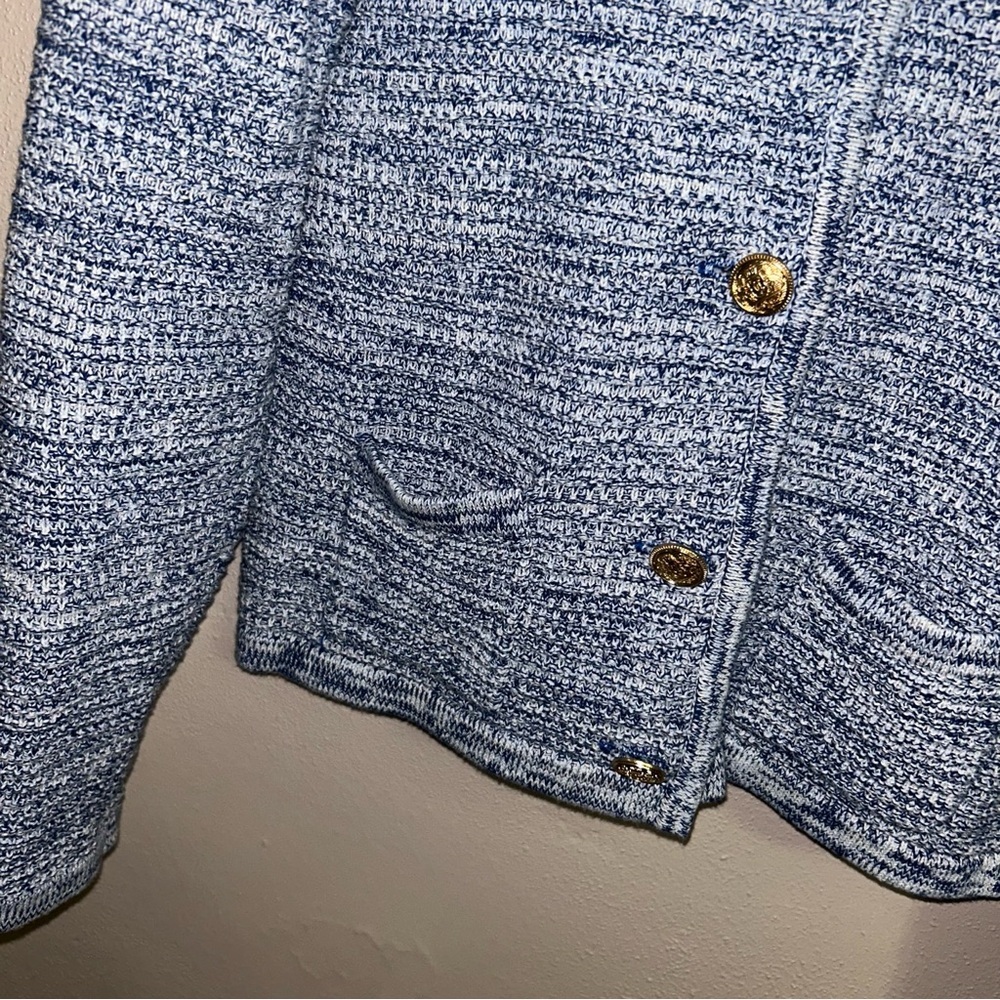Ann Taylor Blue gold Button-Front Cardigan - Picture 4 of 5